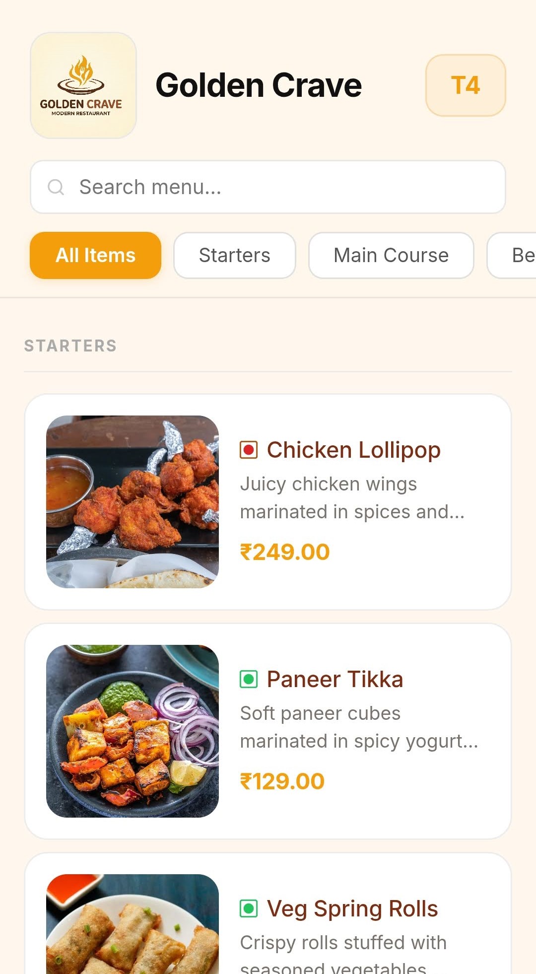 Menu Mockup